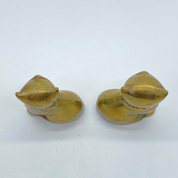 Vtg Solid Brass Pair Cat Figurines Handmade Paper Weight Korea 2.5" **NOTE** - Picture 3 of 9